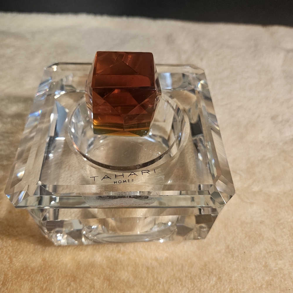 Tahari Home Faceted Crystal Jewelry Box - Red Gem Lid